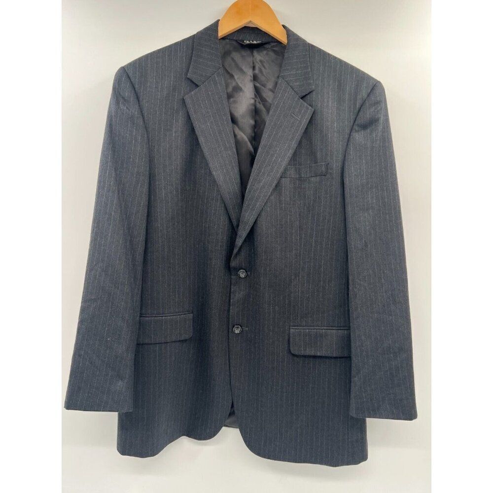 Jos A Bank Men 44L Dark Gray Stripe Wool Blend Blazer Sports Coat Suit‎ Jacket